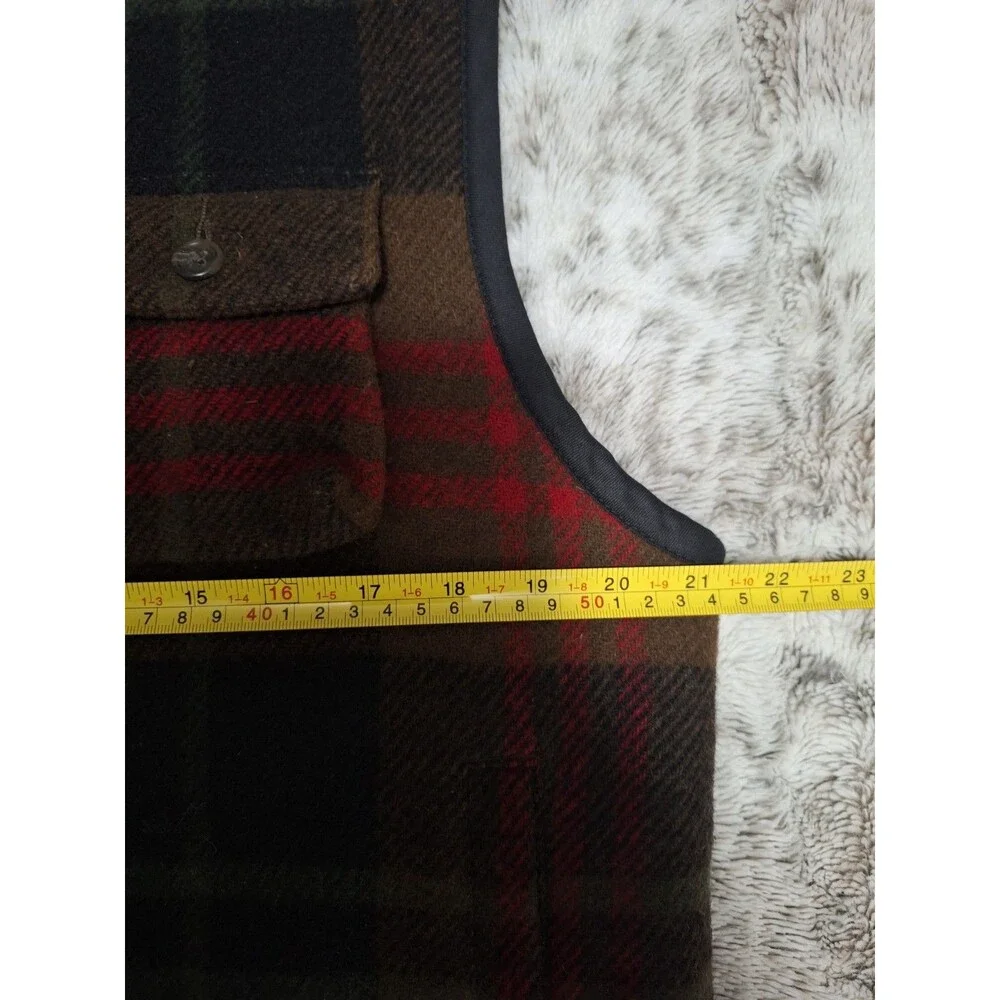 Vintage J Crew Oarsman Vest Mens Small Plaid Wool Blend Sherpa Lined interior